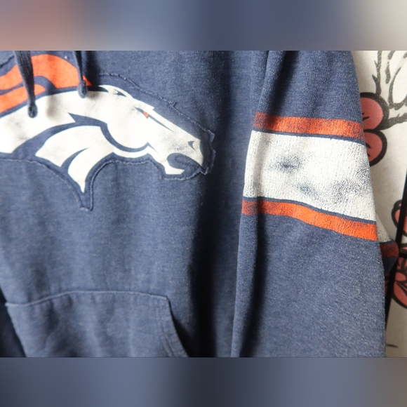 Denver Broncos Football Men's Blue Hoodie with Orange Accents - Picture 6 of 16